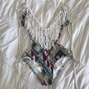 L-Space Fringe One Piece Swimsuit Size XS